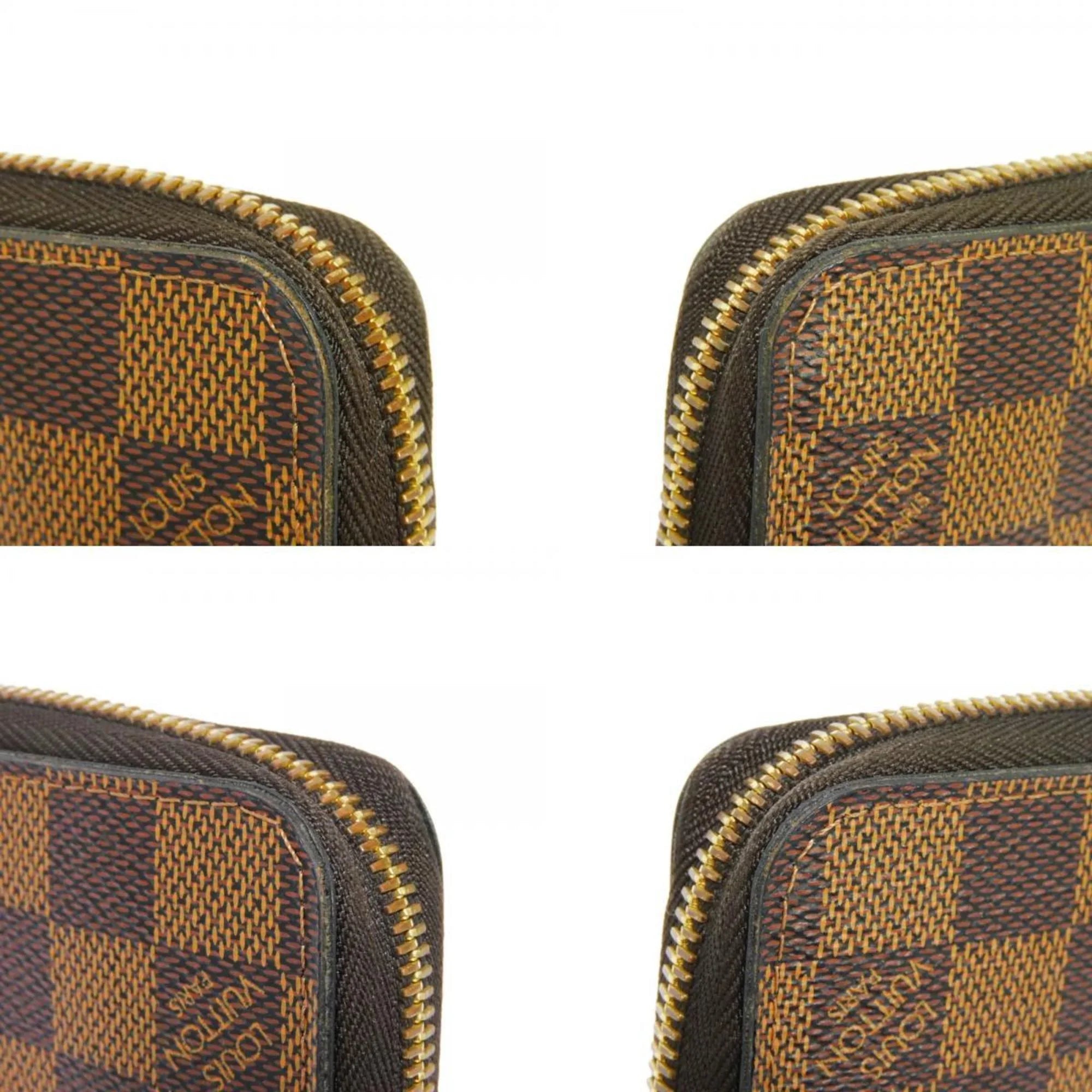 Pre-Owned LOUIS VUITTON Long Wallet Zippy Logo Brown New Round Zipper Checkered Pattern Vuitton Damier Ebene N41661 Men's Women's (Good)