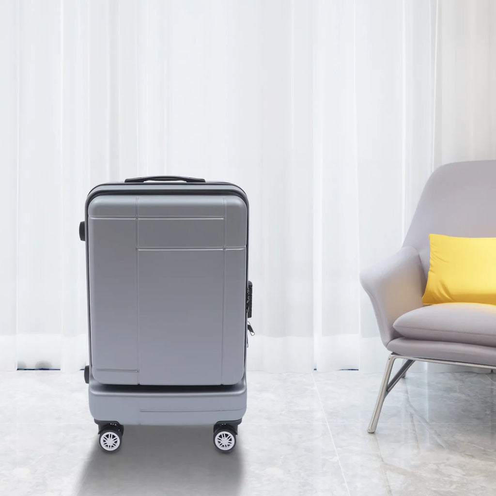 Wuzstar 24" Traveling Luggage PC+ABS Luggage Bags with TSA Lock Long-lasting Spinner Wheels Hardside Carry On Suitcase , Silver
