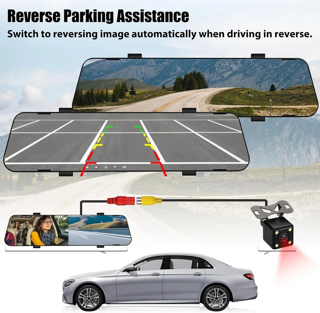 Mirror Dash Cam for Cars,4.5" Rear View Mirror 1080P Front and Rear View Dual Cameras,Super Night Vision,Parking