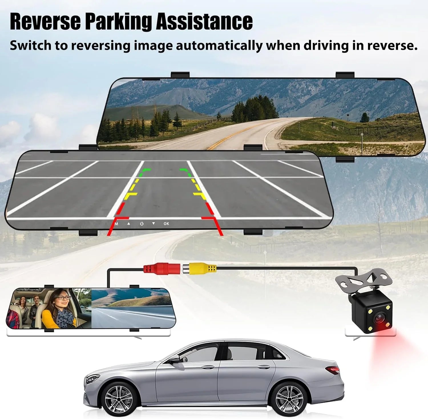 Mirror Dash Cam for Cars,4.5" Rear View Mirror 1080P Front and Rear View Dual Cameras,Super Night Vision,Parking