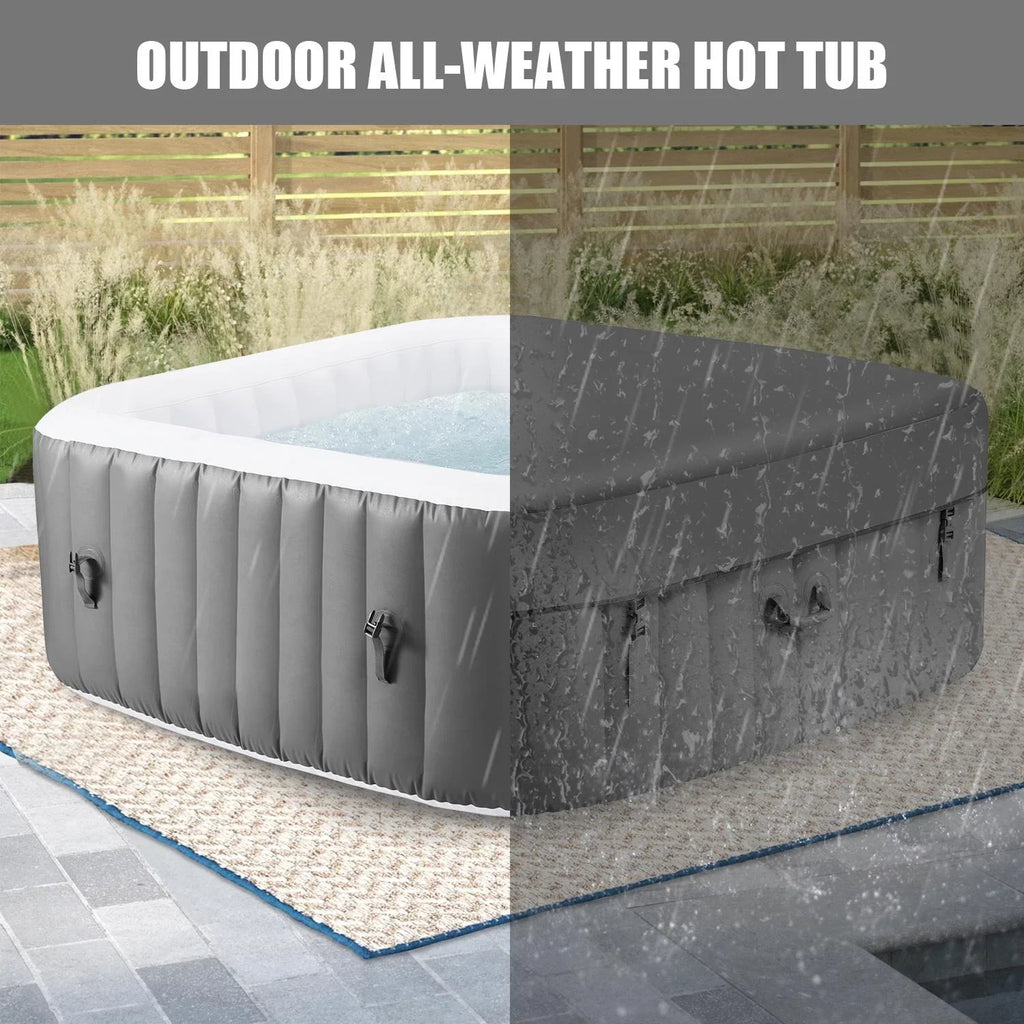 73''Inflatable Hot Tub, Outdoor Hot Tub for 6 Person Indoor Home Spa with Hidden Machine, 130 Massage Jets, Lockable Shield Storage Bag, Mat, Max 104℉, 910L Capacity