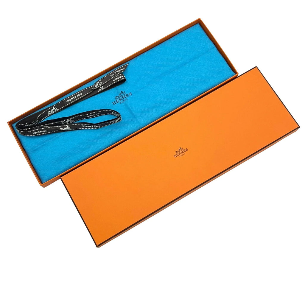 Pre-Owned HERMES Hermes scarf triangle triangular cashmere silk blue ladies (Like New)
