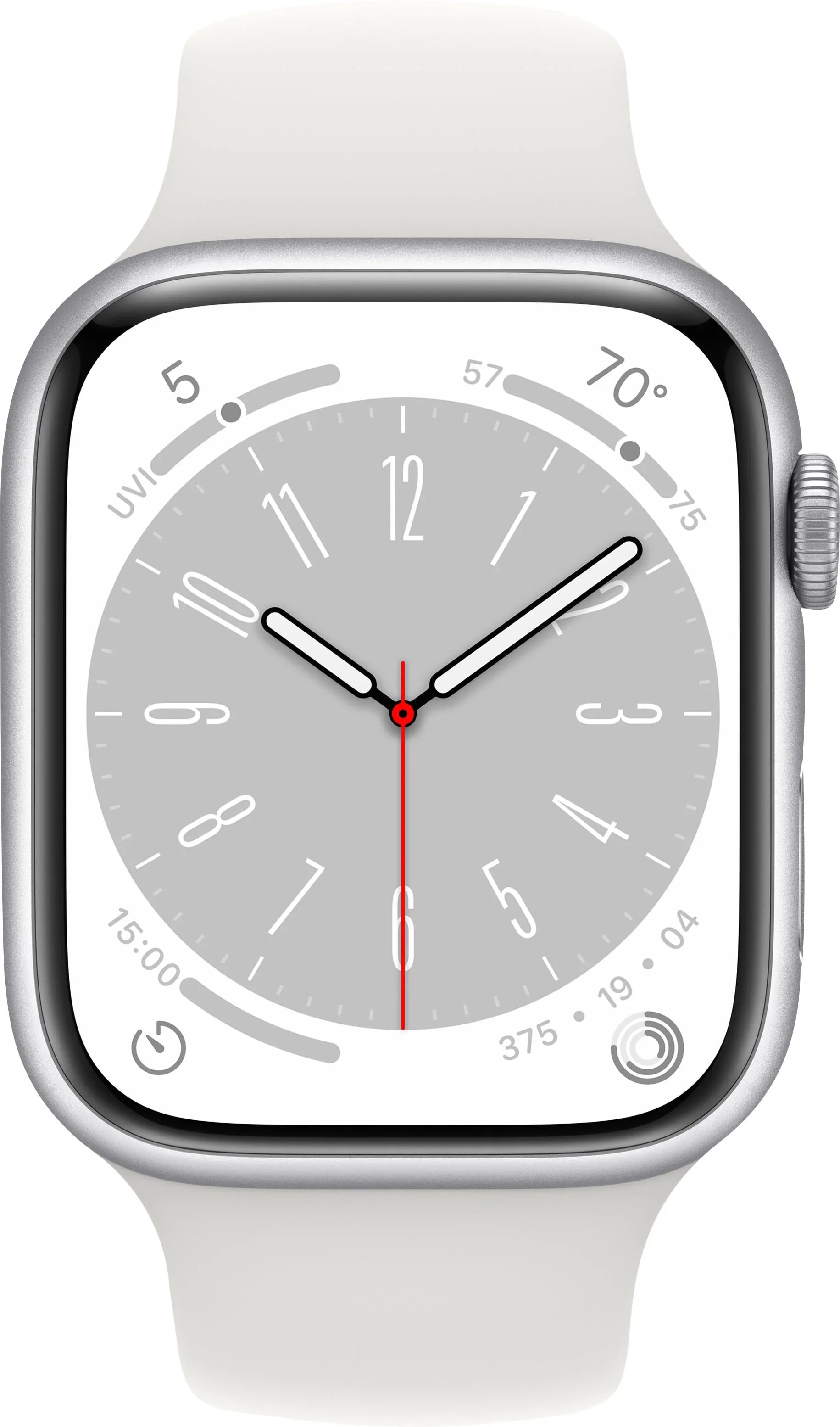 Restored Apple Watch Gen 8 Series 8 45mm Silver Aluminum - White Sport Band MP6P3LL/A (Refurbished)