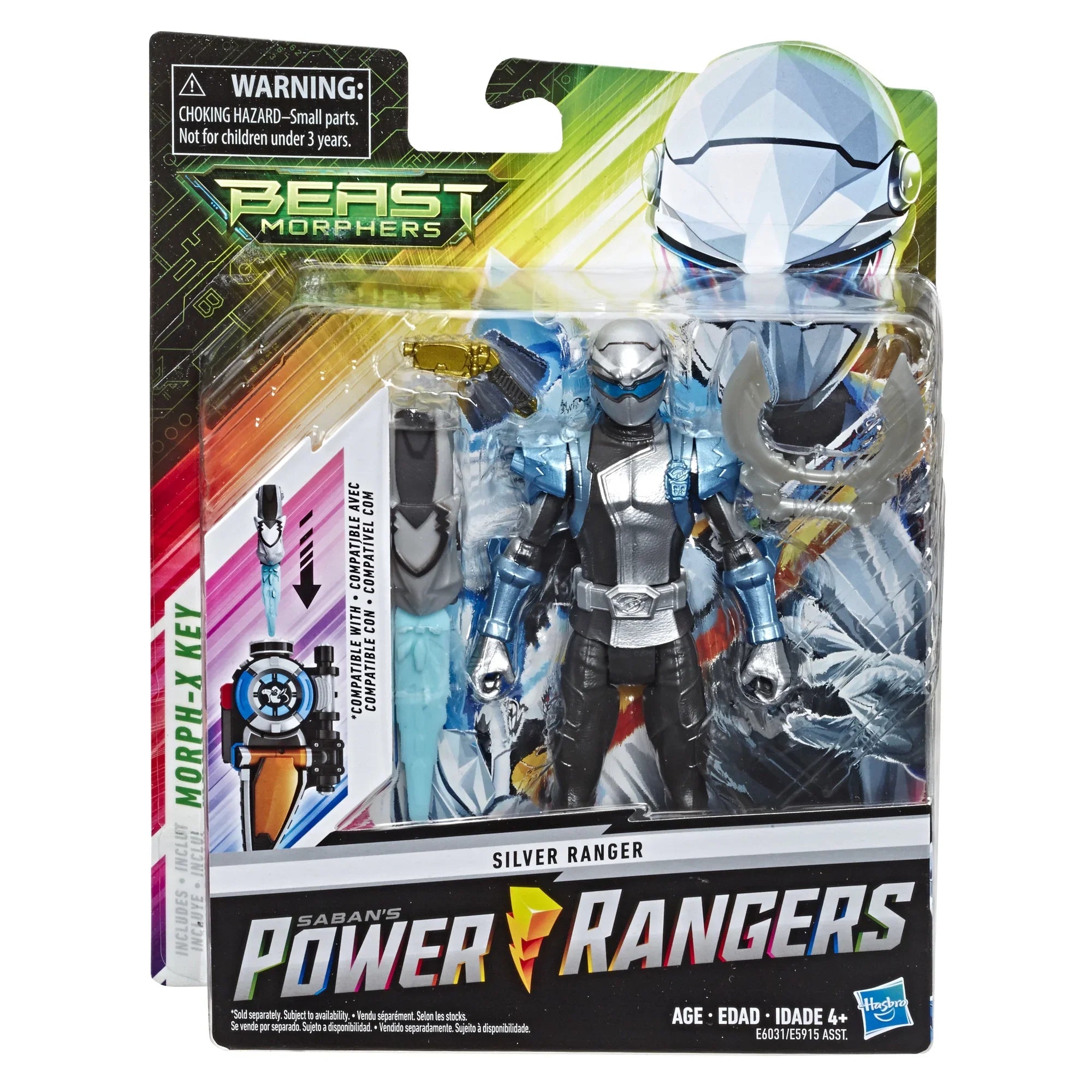 Power Rangers Beast Morphers Silver Ranger 6-inch Action Figure Toy, Includes Accessories