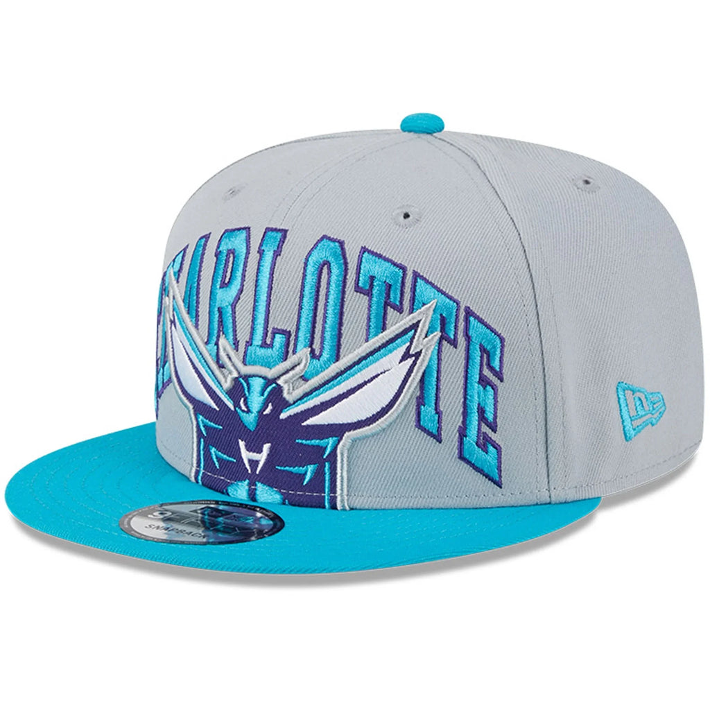 Men's New Era Gray/Teal Charlotte Hornets Tip-Off Two-Tone 9FIFTY Snapback Hat - OSFA
