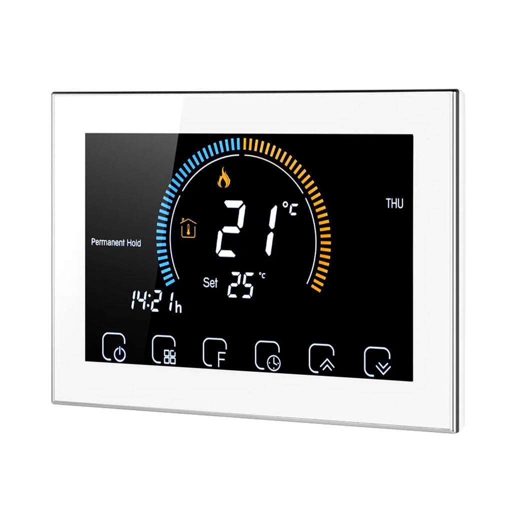 95-240V Smart Programmable 5+1+1 Six Periods Voice APP Control Backlight LCD / Gas Boiler Heating Thermoregulator with Index Humidity Display Lock Function Fitting with Echo Home Tma
