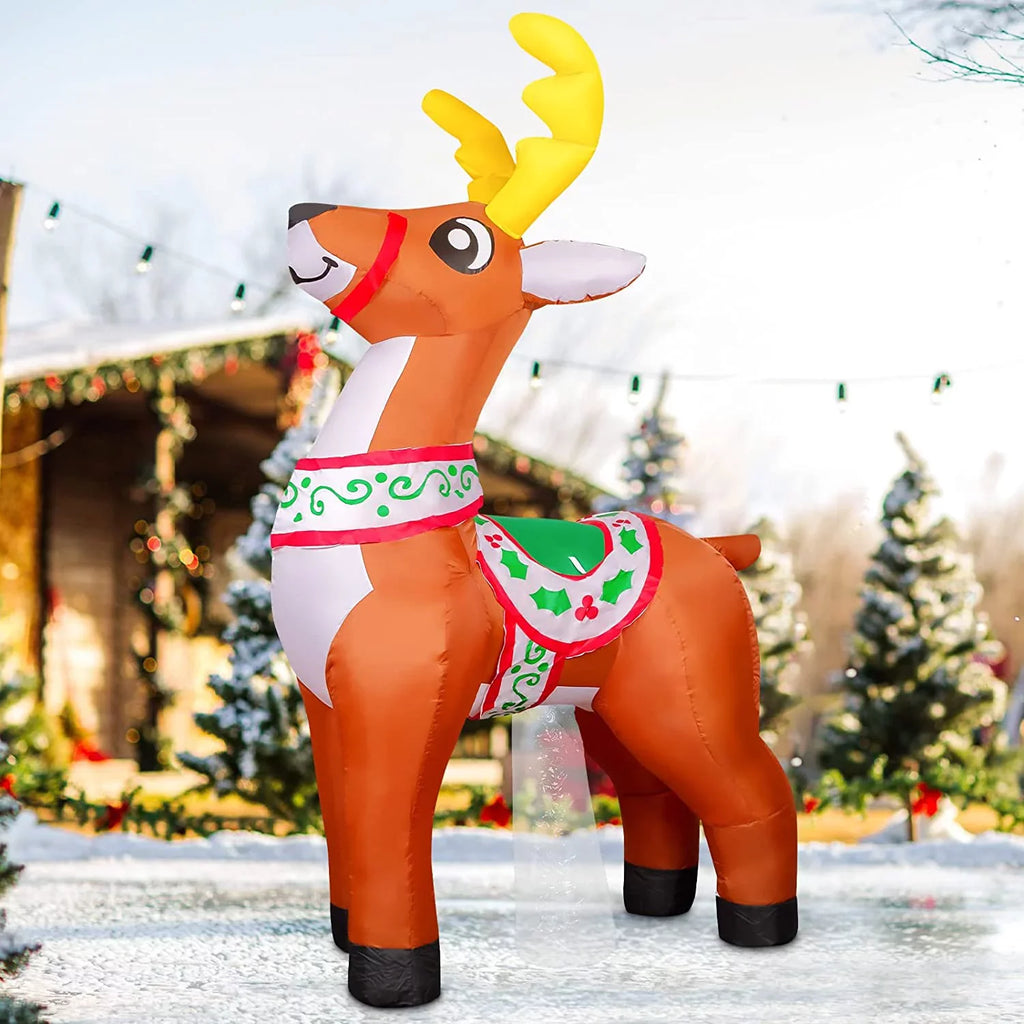 GOOSH Christmas Inflatables 5.7 FT Reindeer Christmas Inflatable, Reindeer Inflatables Outdoor Decorations Reindeer Blow Up with LED Lights, Christmas Inflatable Decorations Clearance for Xmas/Holiday