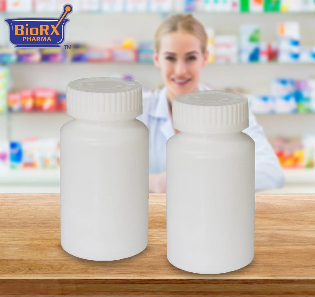 Pharmacy Vials 30 Dram WHITE (QTY. 130) Durable Caps, Mega-Pro, Caps Included by Sponix BioRx