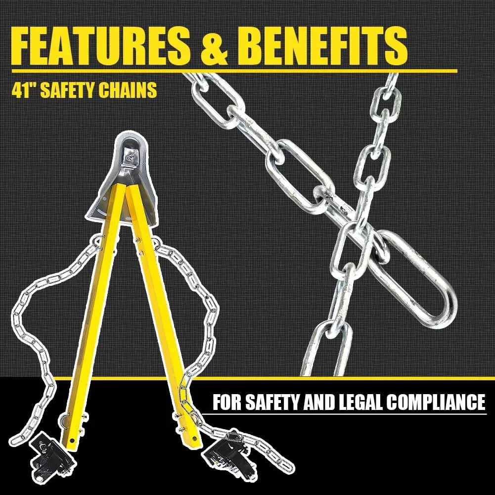 HPDAVV Yellow Adjustable Tow Towing Bar / Adjustable Tow Bar Kit Bumper Mount 5000lb w/Chains RV Car Truck Fitting with Jeep System