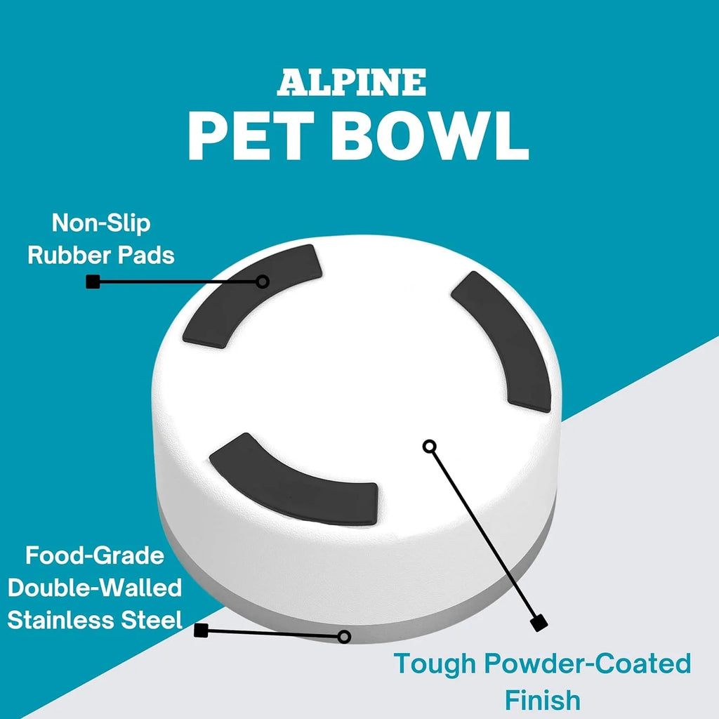 ALPINE Set of 2 Stainless Steel Dog Bowls, Non Slip, Metal Pet Bowl for Food and Water, Double Walled Insulated, Rustproof, Dishwasher Safe (32 oz, Pink)