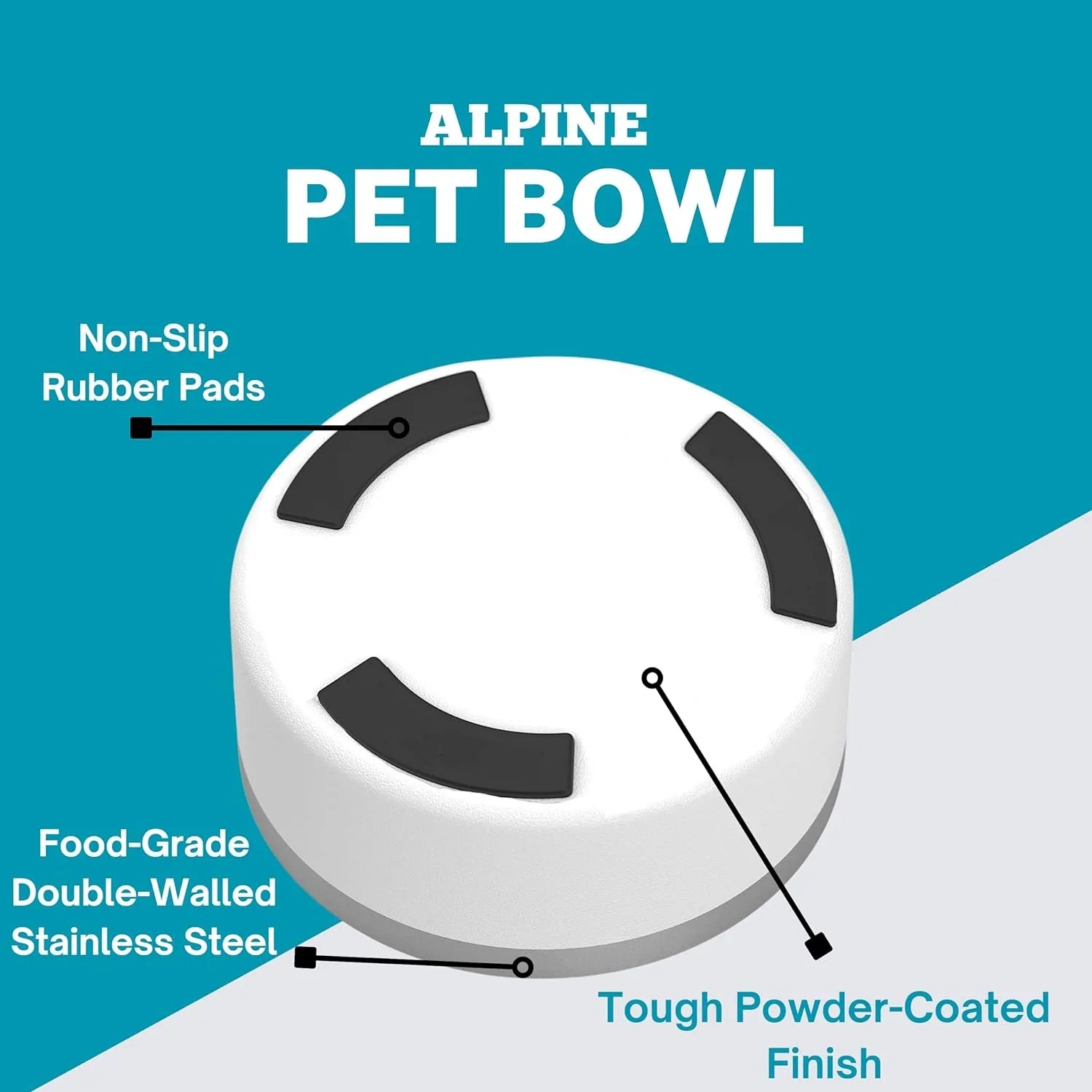 ALPINE Set of 2 Stainless Steel Dog Bowls, Non Slip, Metal Pet Bowl for Food and Water, Double Walled Insulated, Rustproof, Dishwasher Safe (32 oz, Pink)