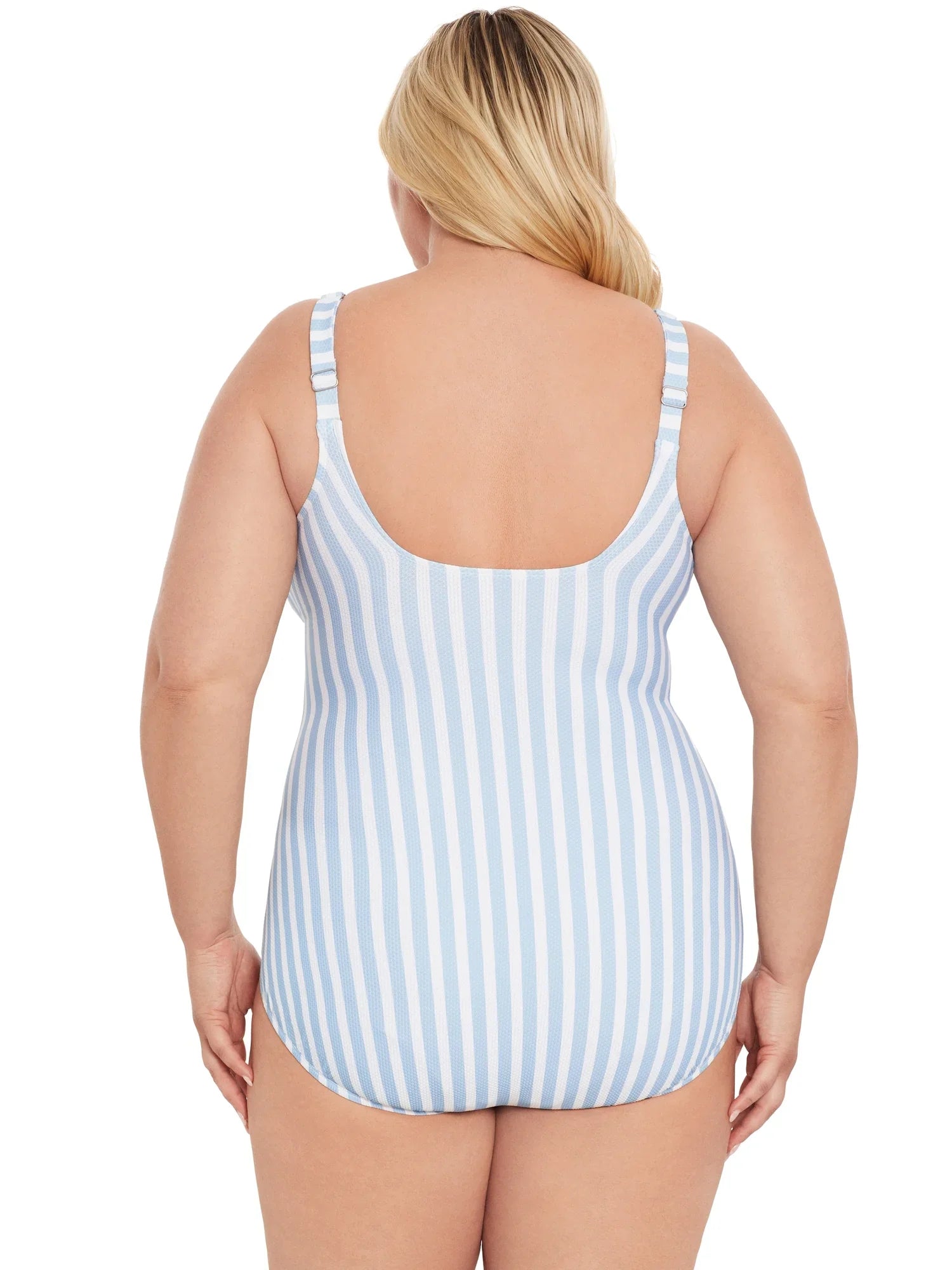 Time and Tru Women's Pique Square Neck One Piece Swimsuit, Sizes XS-3X