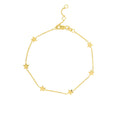 14K Yellow Gold 7.25" Adj. 6 Star Stationed Bracelet - Women
