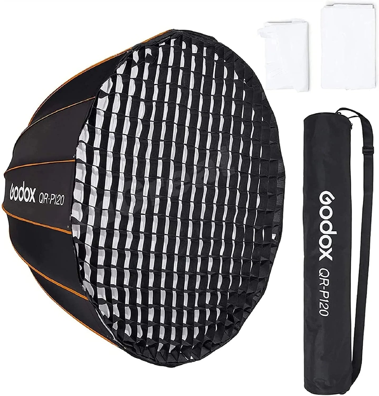 GODOX QR-P120 47.1 Inch/120CM Parabolic Softbox Bowens Mount, Quick Release Parabolic Softbox, with Front & Inner Diffuser SL-60W AD600BM VL150 UL150 SL150II Amaran 100X 200D 200X w/Grid