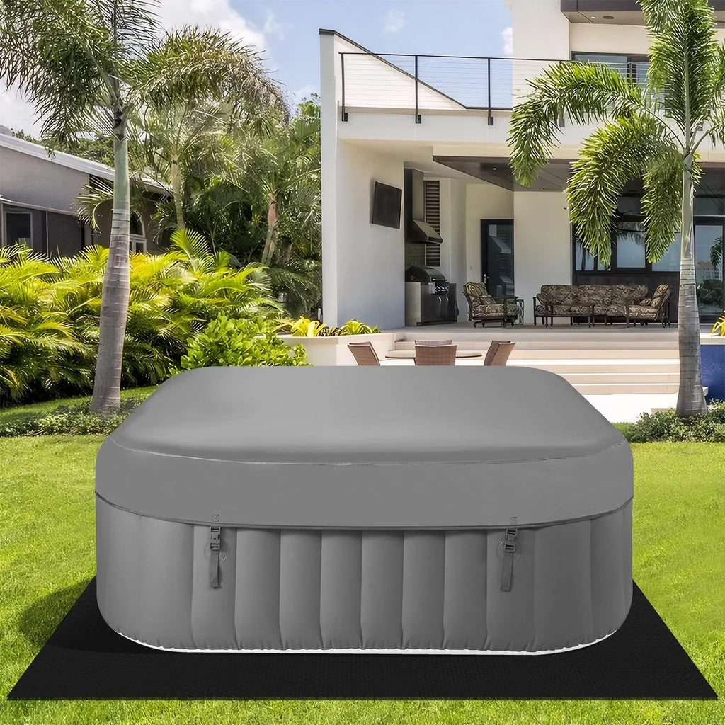 73''Inflatable Hot Tub, Outdoor Hot Tub for 6 Person Indoor Home Spa with Hidden Machine, 130 Massage Jets, Lockable Shield Storage Bag, Mat, Max 104℉, 910L Capacity