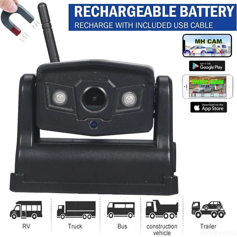 JahyShow High-Capacity 9600mAh Battery Backup Camera, Magnetic WiFi Wireless, Front/Rear View