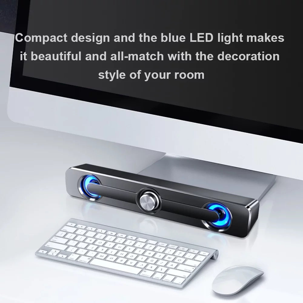 SADA V-111 Computer Speaker USB Wired Powerful Bar Stereo Subwoofer Bass Speaker Surround Sound Box for PC Laptop Phone Tablet MP3 MP4