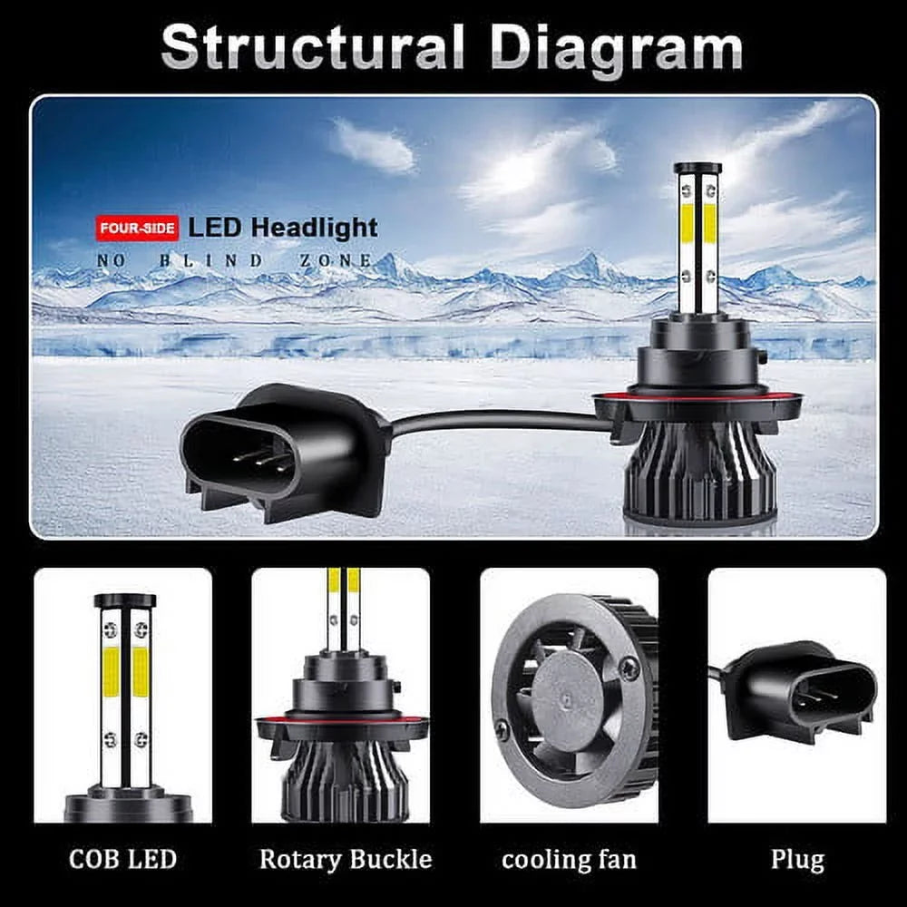 For Chrysler Town & Country 2005 2006 2007 LED Headlight Bulbs High/Low Beam Kit