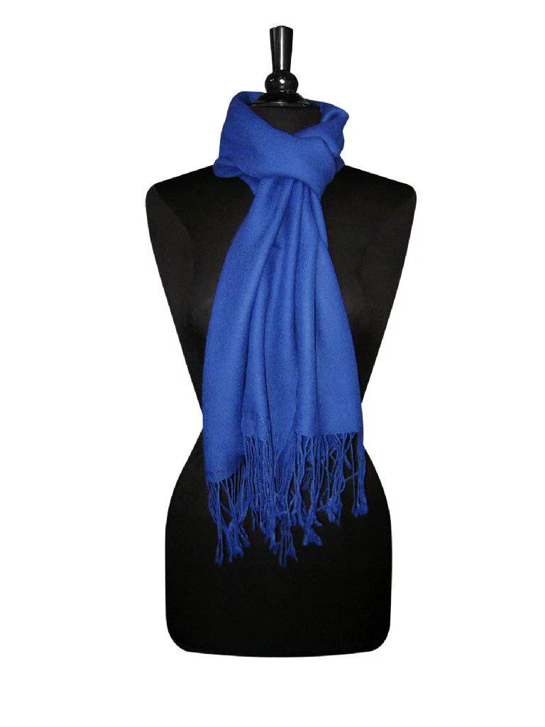 Biagio 100% Wool Pashmina Solid Scarf ROYAL BLUE Color Womens Shawl Wrap Scarve