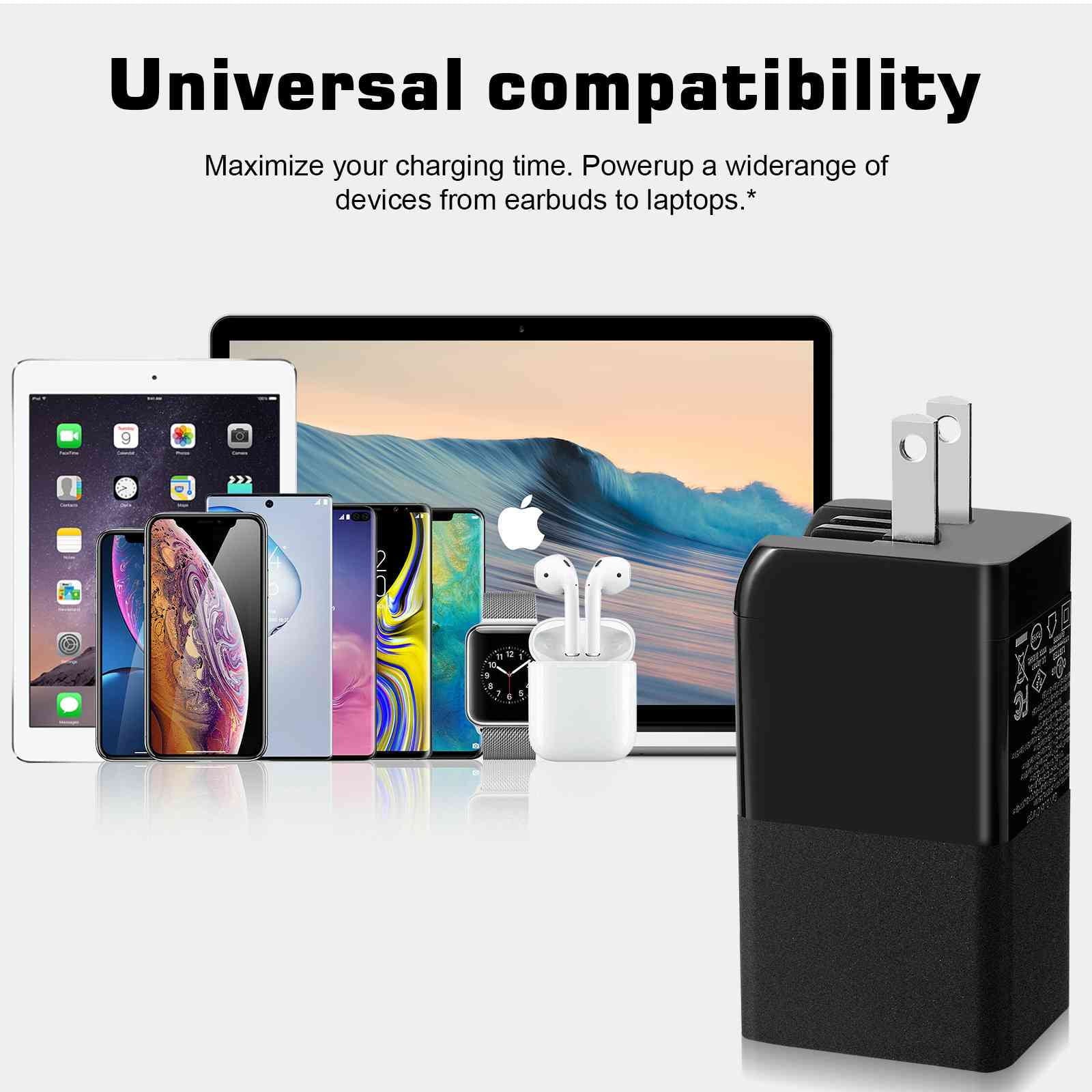 UrbanX 65W Fast Travel Charger with 3 Ports USB & Dual USB-C High-Speed Charging Fitting with Doogee S86/S88 Plus/S96 Pro/S58 Pro/S59, iPhone, Samsung Galaxy, Google Pixel, MacBook, Steam Deck