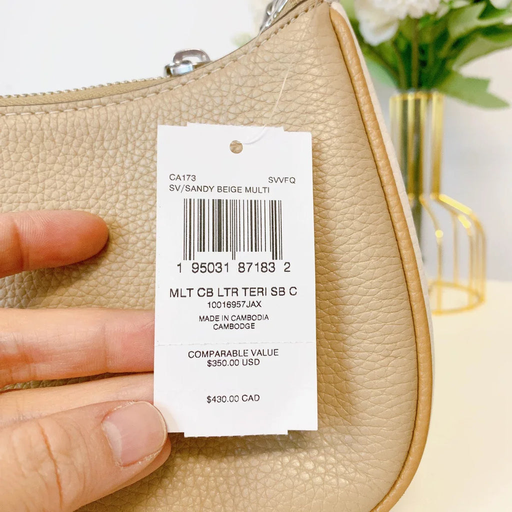 Coach CA173 Teri Shoulder Bag In Colorblock IN Silver Sandy Beige Multi