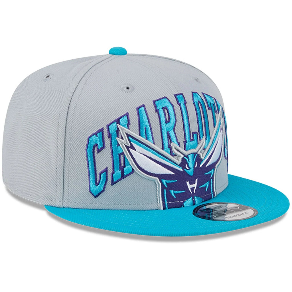 Men's New Era Gray/Teal Charlotte Hornets Tip-Off Two-Tone 9FIFTY Snapback Hat - OSFA
