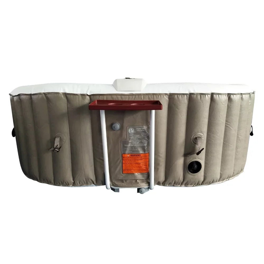 ALEKO 145 Gallon 2 Person Brown Oval Inflatable Jetted Hot Tub with Shield
