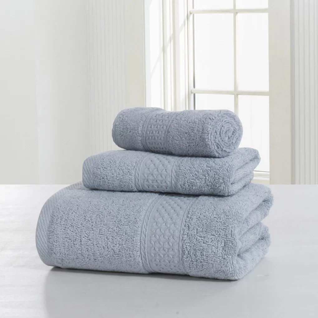 3 Pcs/set Home Hotel Cotton Towel Hands Face Body Water Sweat Absorption Cleaning Drying Towel, Medium Grey