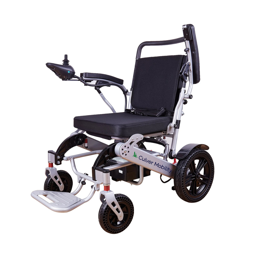 Alton Mobility - Exclusive Lightweight and Foldable Electric Power Wheelchairs 360lbs - 500W - 20 miles - SILVER