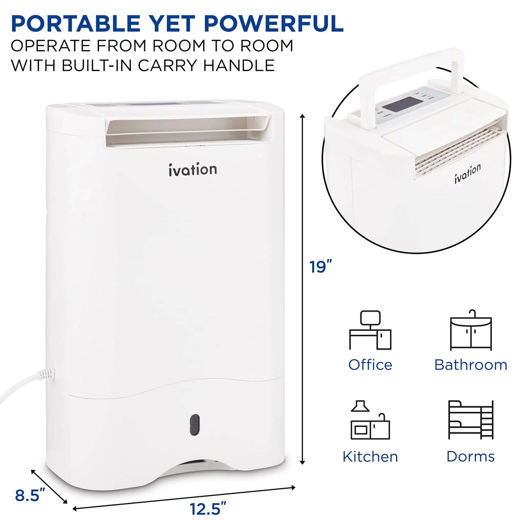 Ivation 19 Pint, 410 Sq/Ft, Wifi Dehumidifier W/ Drain Hose & Smartphone Control
