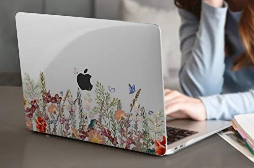 Dongke for MacBook Air 13 Inch Case 2020 2019 2018 Release Model: A2337 M1/A2179/A1932, Crystal Clear Hard Shell Protection for MacBook Air 13" with Retina Display & Touch ID - Floral Illustration