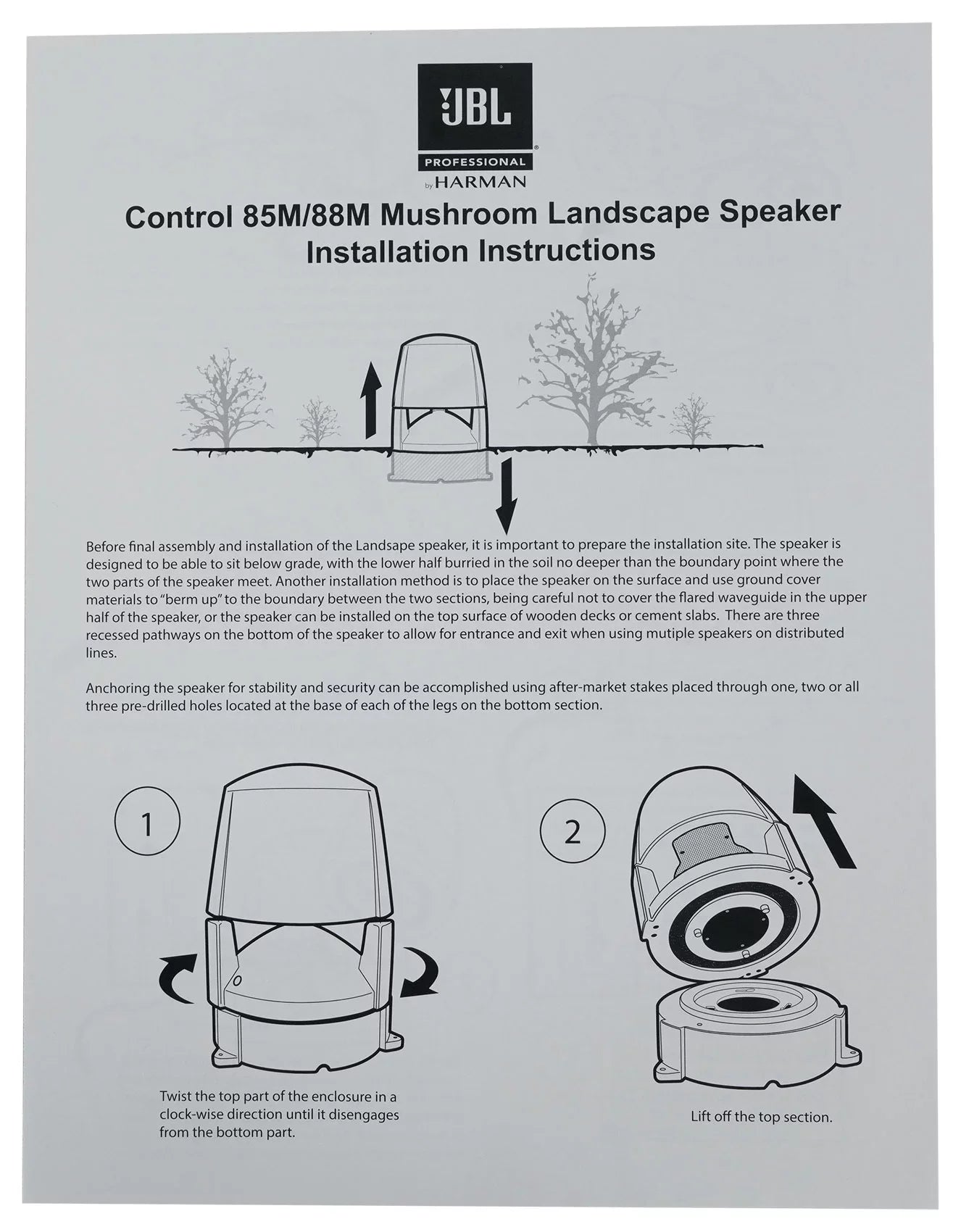(5) JBL CONTROL 88M 8" Commercial 70v Outdoor Landscape Speakers + Amplifier