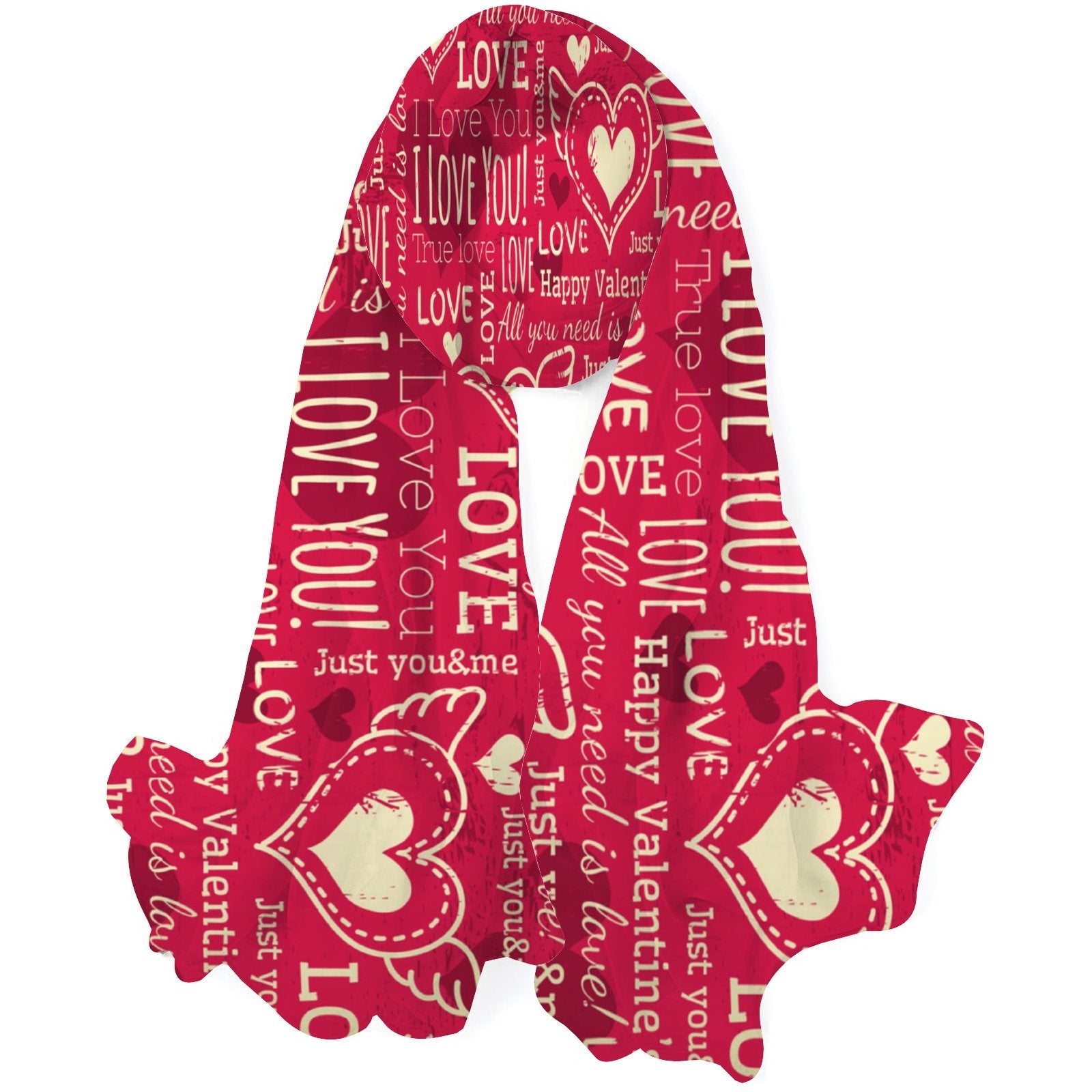 FREEAMG Heart and Wishes Silk Long Scarf for Women Large Oblong Sunscreen Shawls Wraps Neck Headscarf Hair Wraps Gift Packed