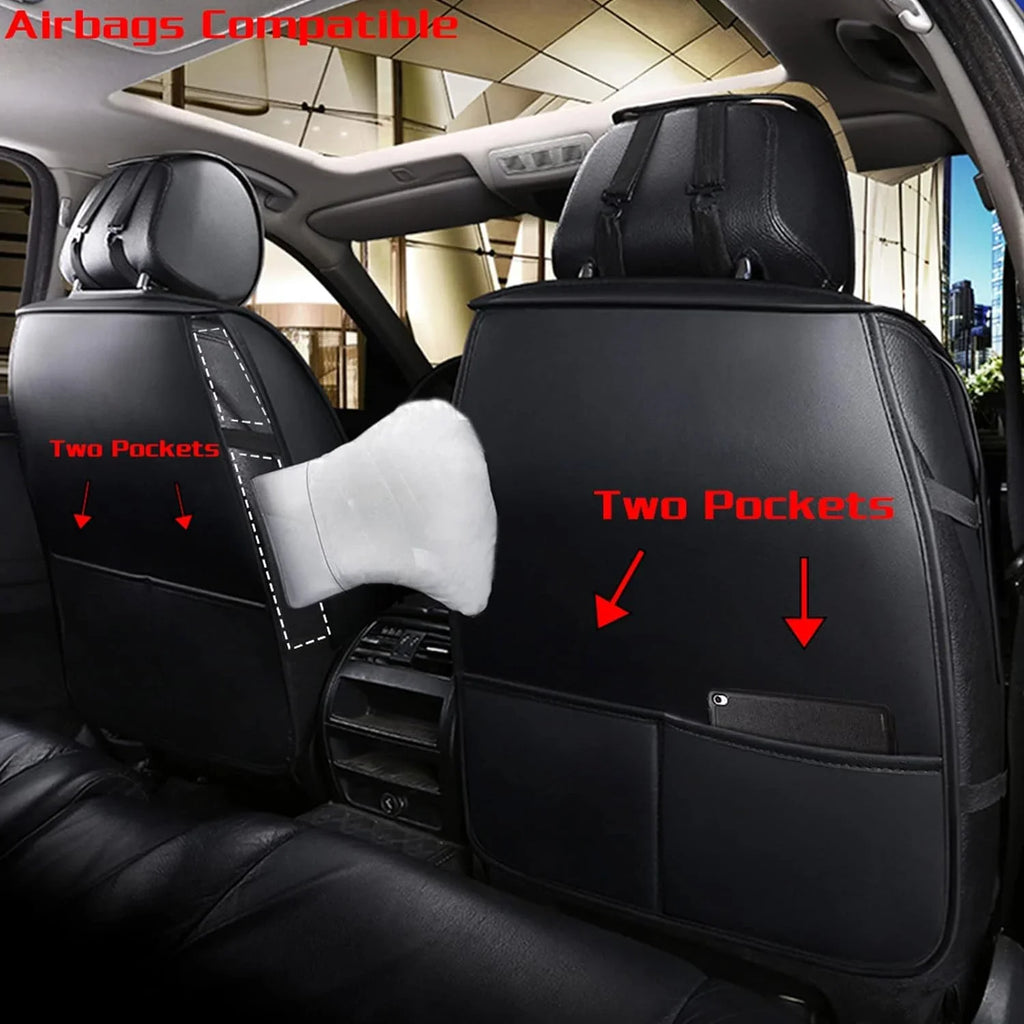 KABUQI Guc ci,same model high-end Luxury Seat Wrap Full Set Leather Fit Automotive Seat Coating & Accessories for 5 Seat Cars SUV Pick-up Trucks, Pillows and Steering Wheel Protection Included(Gray)