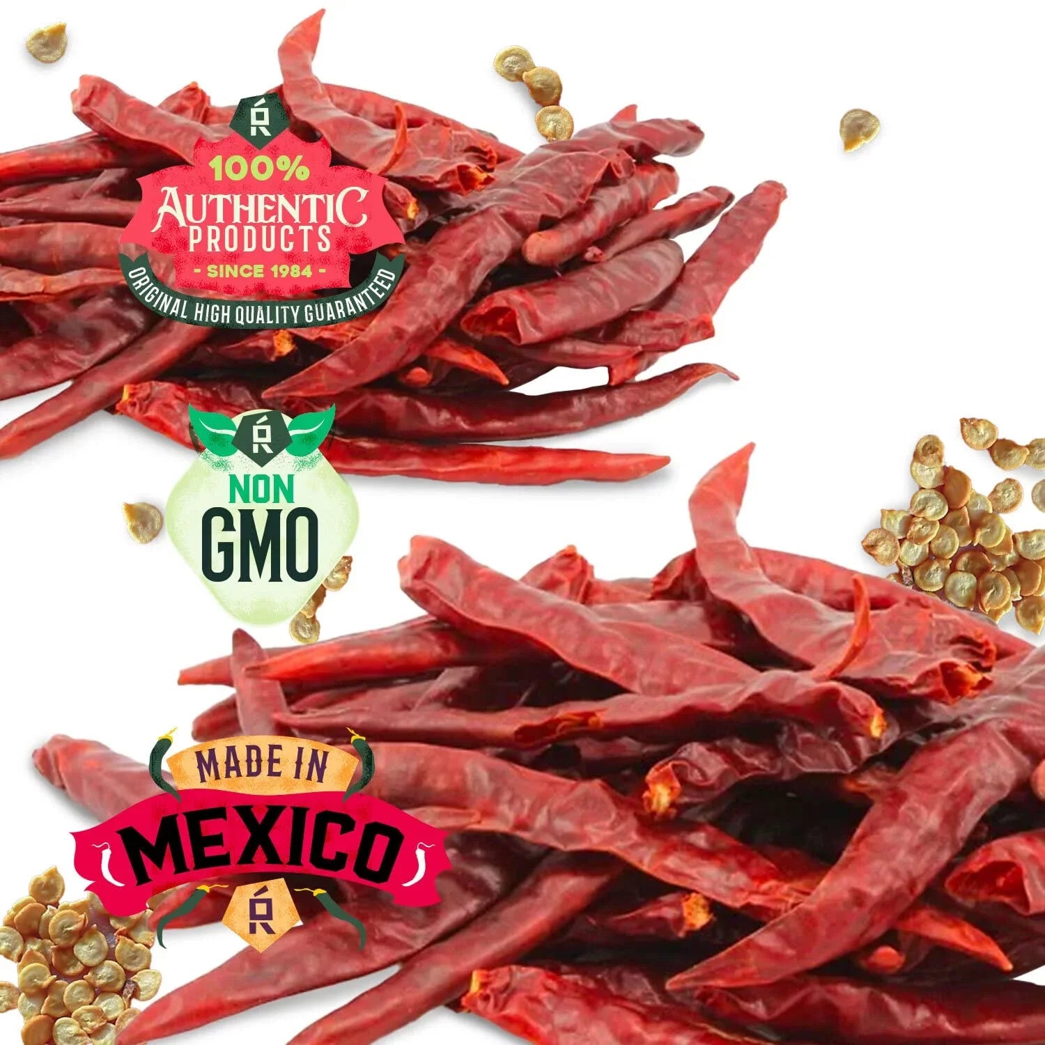 OLÉ RICO - Dried Chile Peppers 3 Pack Bundle (12 oz Total) - Ancho Chiles, Guajillo Chiles and Arbol Chiles - The Spicy Trio - Excellent For Mexican Recipes - Packaged In Resealable Bags
