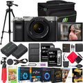 Sony a7C Mirrorless Full Frame Camera Body with 28-60mm F4-5.6 Lens Kit Silver ILCE7CL/S Bundle with Deco Gear Photography Case + Tripod + Extra Battery, Dual Charger, Software and Accessories