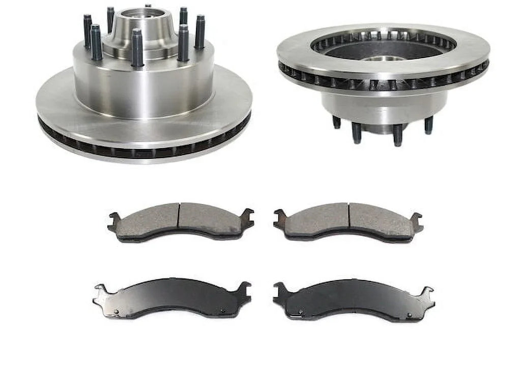 Front Ceramic Brake Pad and Rotor Kit - Suitable with 1999 - 2007 Ford E350 Super Duty 2000 2001 2002 2003 2004 2005 2006