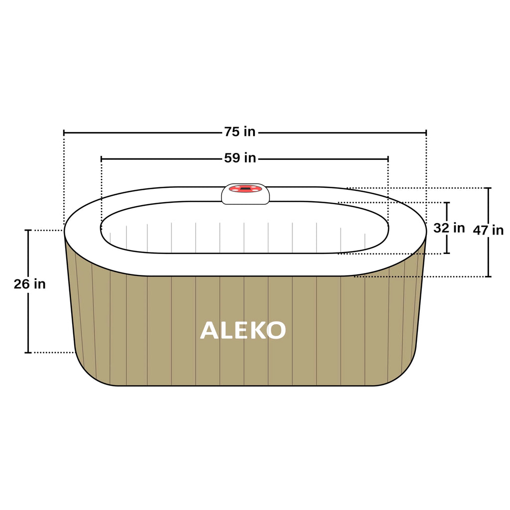 ALEKO 145 Gallon 2 Person Brown Oval Inflatable Jetted Hot Tub with Shield