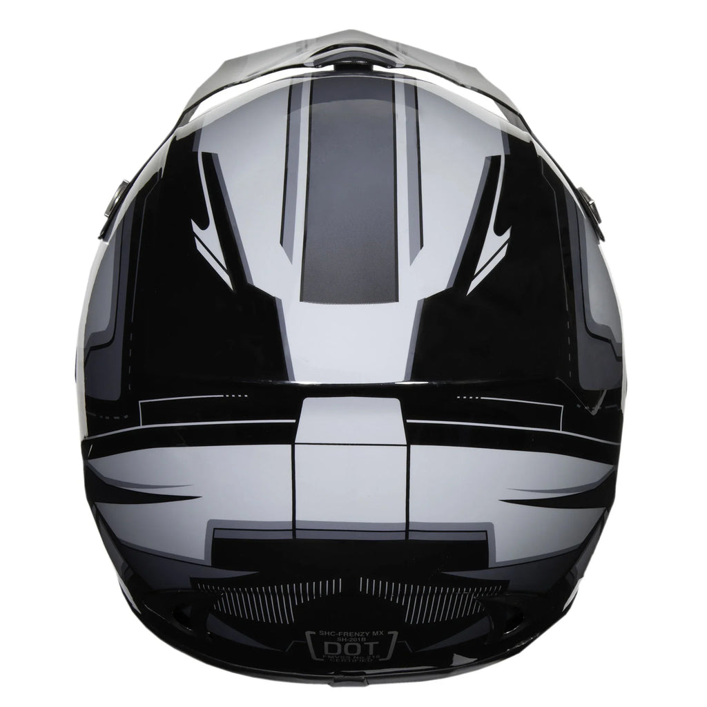 FRENZY Adult MX Helmet, DOT Approved, Black-Grey, XL
