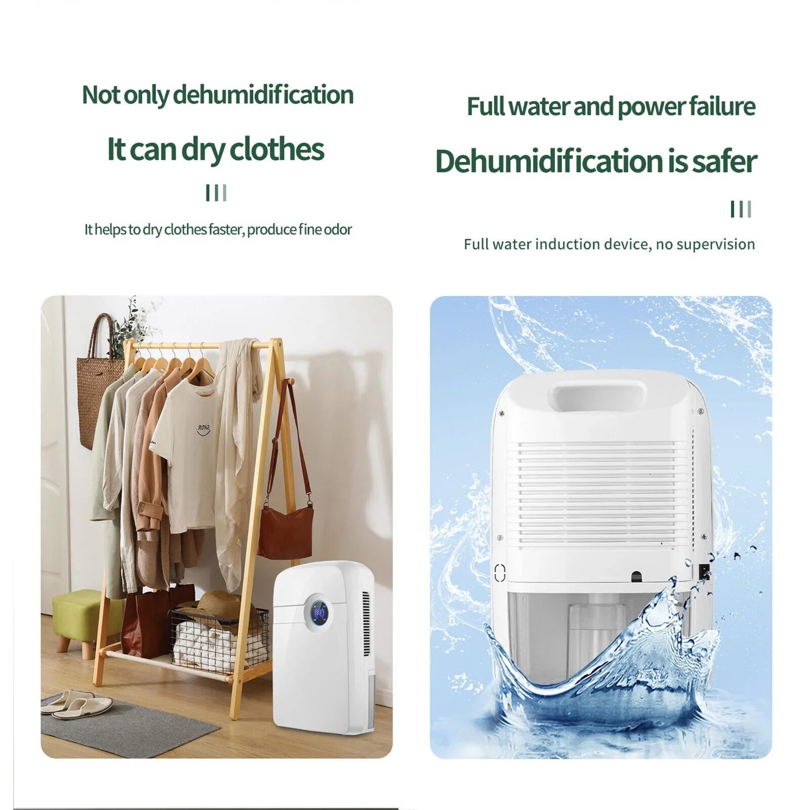ZhdnBhnos Portable MIni Compact Dehumidifier Moisture Dryer w/ Drain Hose 2.5L Water Tank for Bedroom Caravan RV Garage