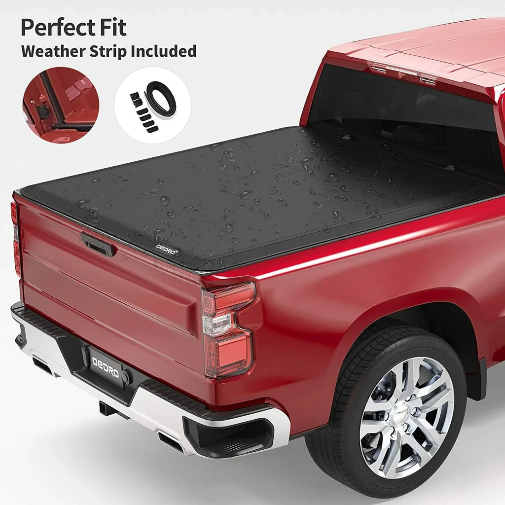 Ledkingdomus 8 Ft Soft Quad Fold Truck Bed Tonneau Coating for 02-23 Dodge Ram 1500 /Ram 2500 3500