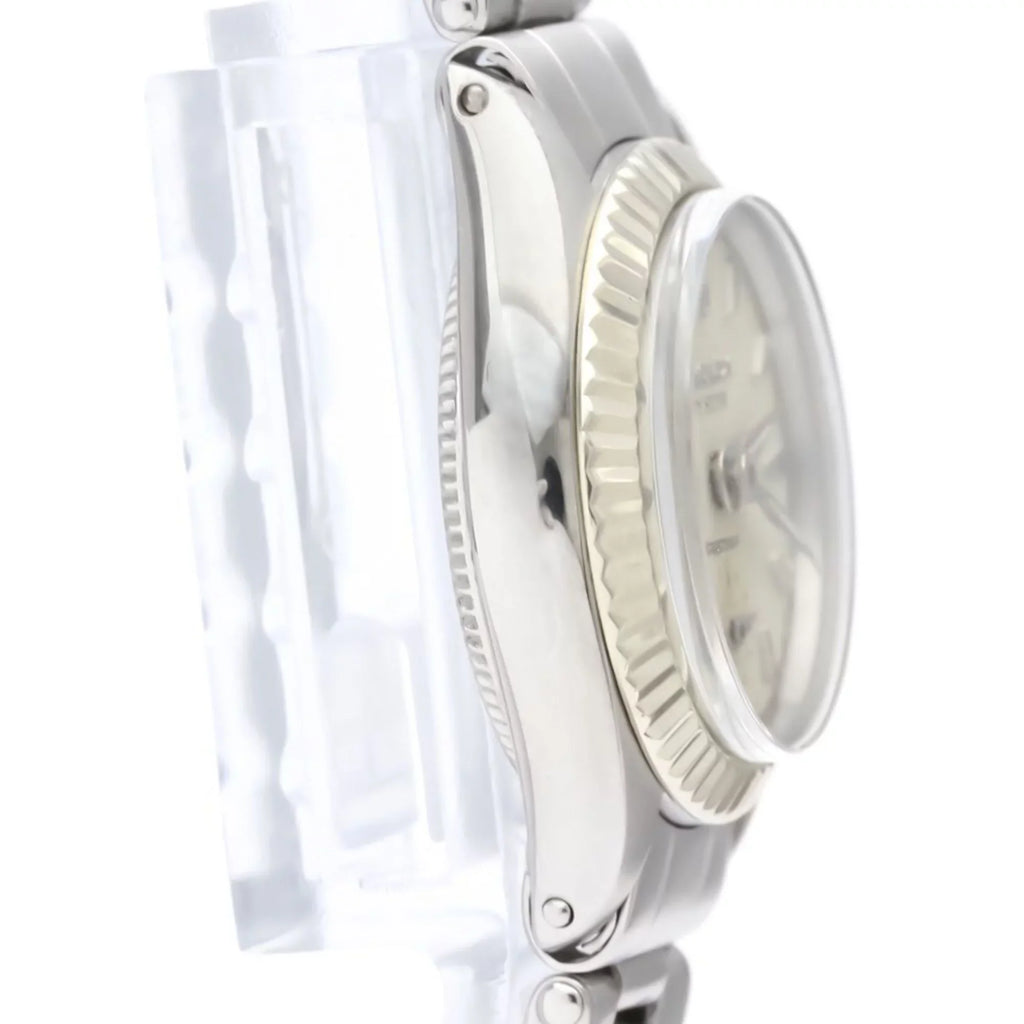 Authenticated Used Vintage ROLEX Precision White Gold Steel Hand-Winding Mens Watch 6525 BF551892