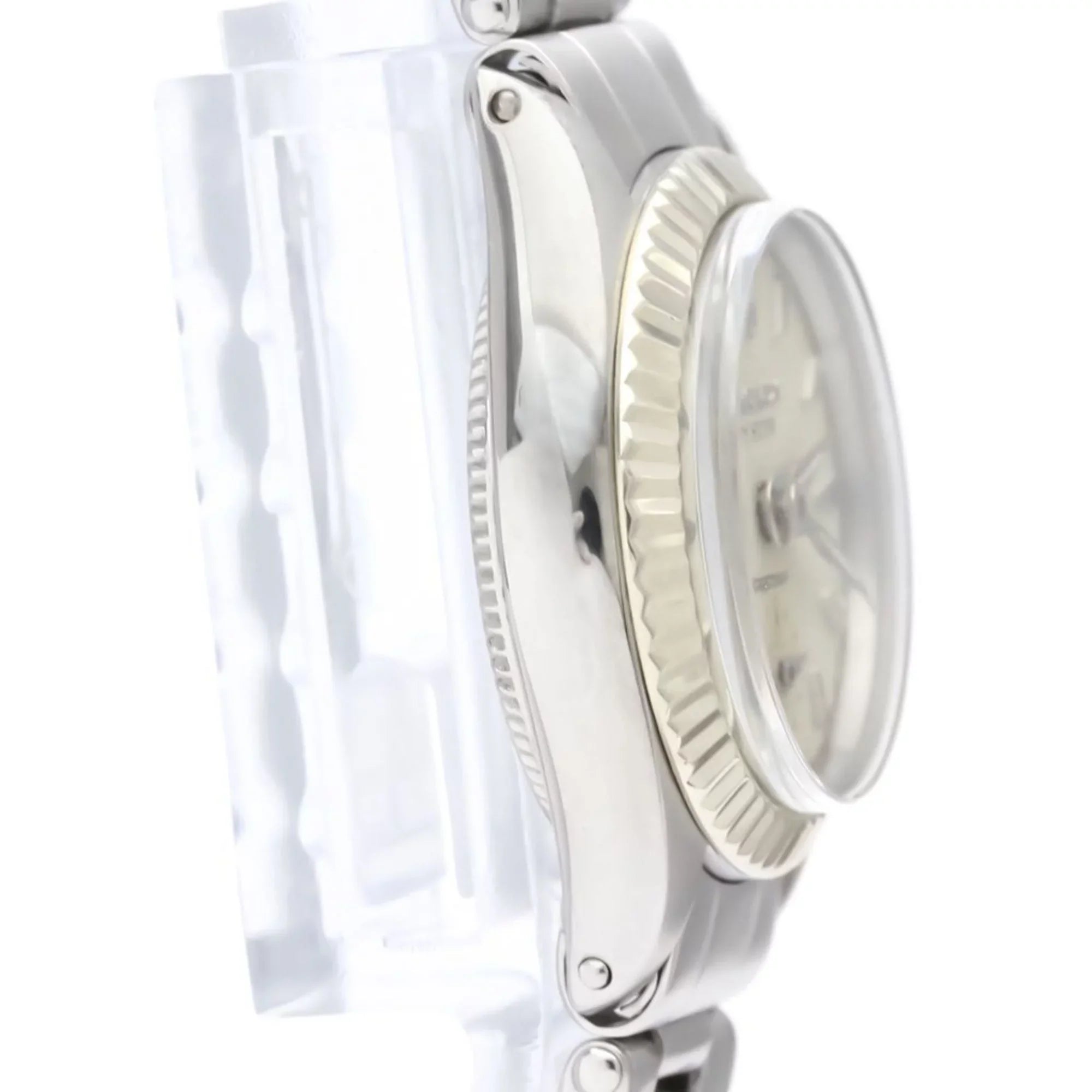 Authenticated Used Vintage ROLEX Precision White Gold Steel Hand-Winding Mens Watch 6525 BF551892