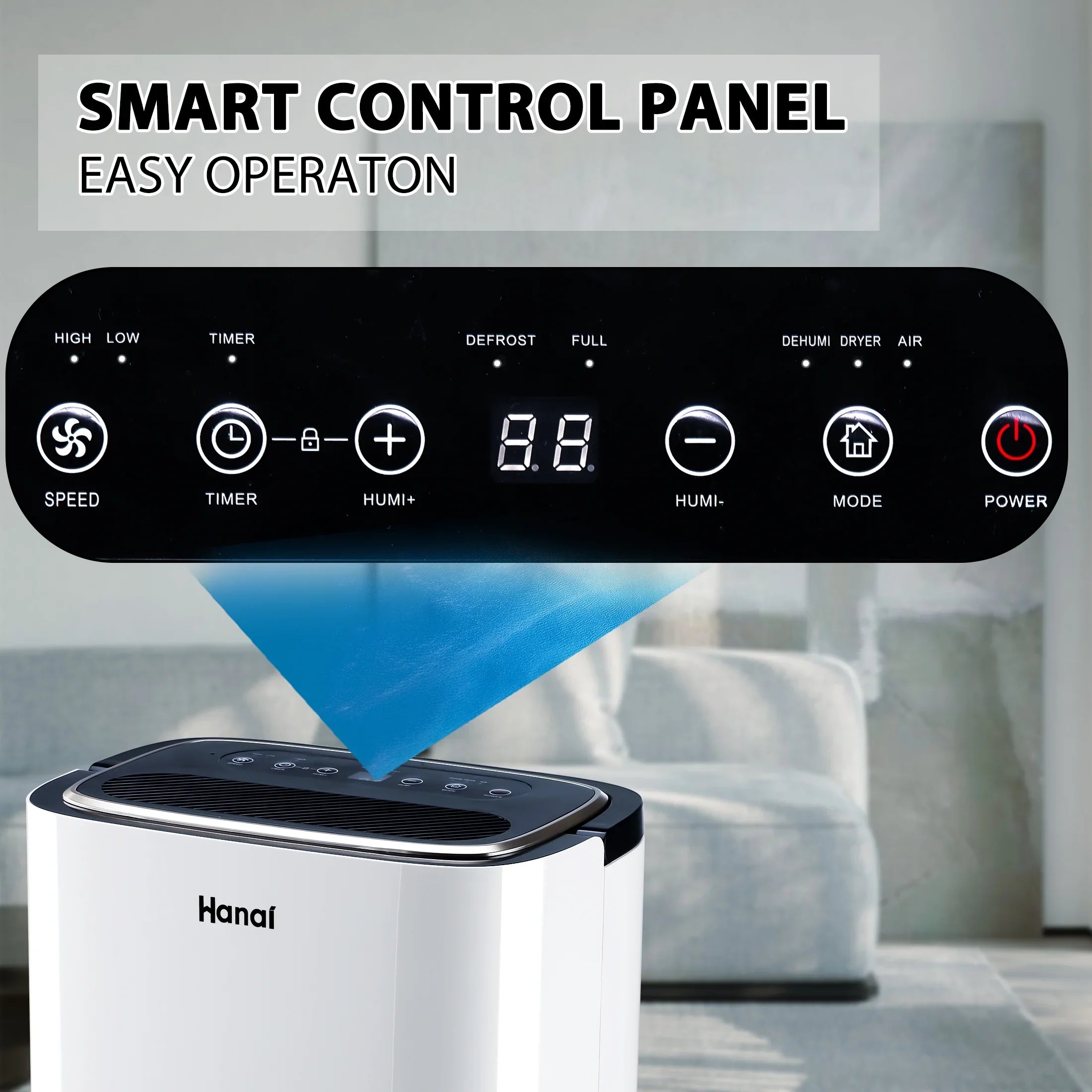 WANAI 22 Pints Dehumidifier,1500 Sq.Ft,Protable Dehumidifier for Basement and Home with Drain Hose,Max Moisture Removal 30 Pints (95 "F, 95% RH),White