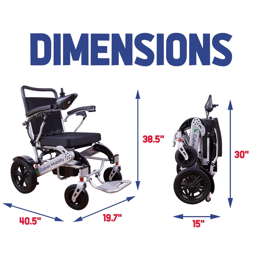 Alton Mobility - Exclusive Lightweight and Foldable Electric Power Wheelchairs 360lbs - 500W - 20 miles - SILVER