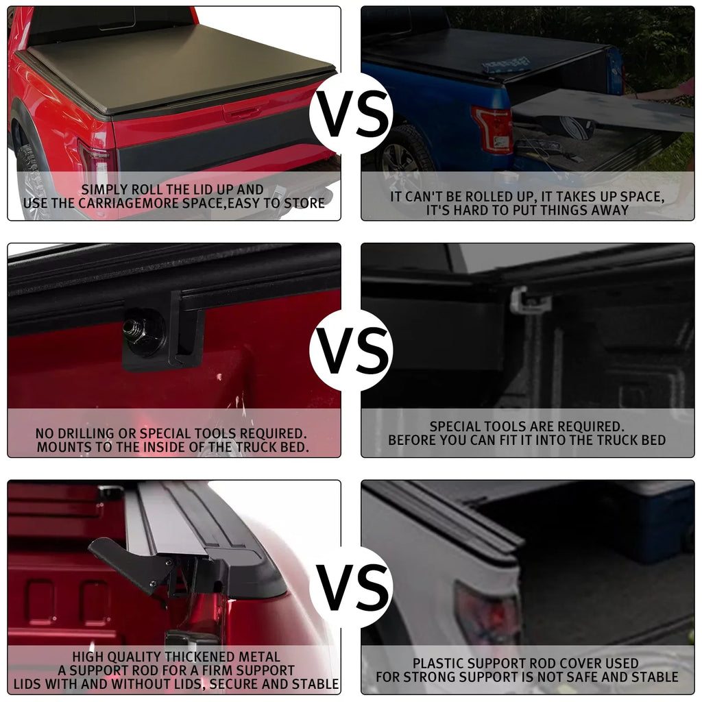 XTWEEX Soft Roll Up Truck Bed Tonneau Shield Fits 2002-2023 Dodge Ram 1500 | 2003-2023 Ram 2500 3500 | 2019+ Ram 1500 Classic Body(Not for New Body) 6.4 FT Bed W/O Rambox