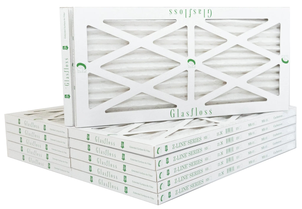 Glasfloss 6x24x1 - MERV 10 -Qty:12 - Furnace Air Filter - Made in USA (Actual Size: 5.5 x 23.5x7/8 inch)