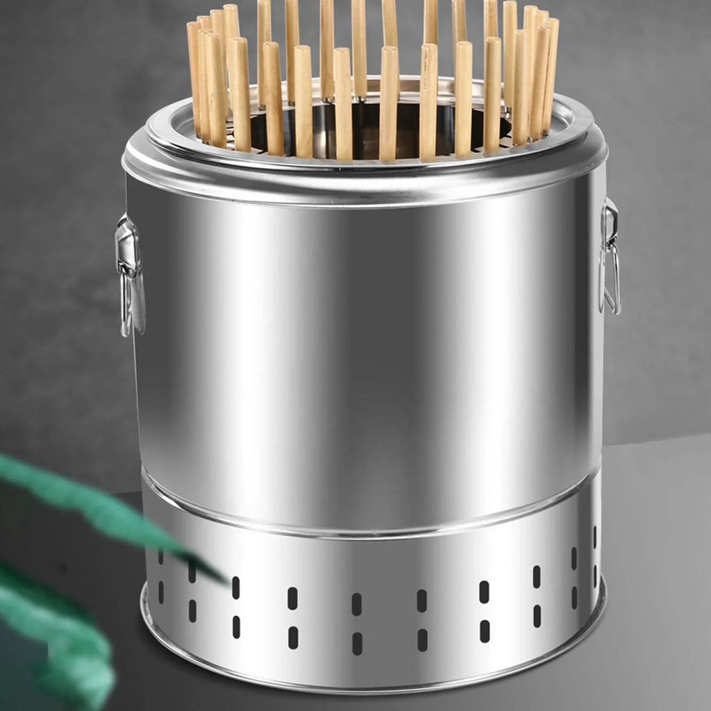 Barbecue Grill Bucket Grill Furnace Large Cooking Space Smokeless Stainless Steel for Beach Garden Tailgate Parties