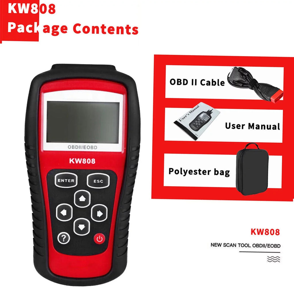 OBDII / EOBD Cars Code Reader and Auto Scanner Detection Decoder KW808