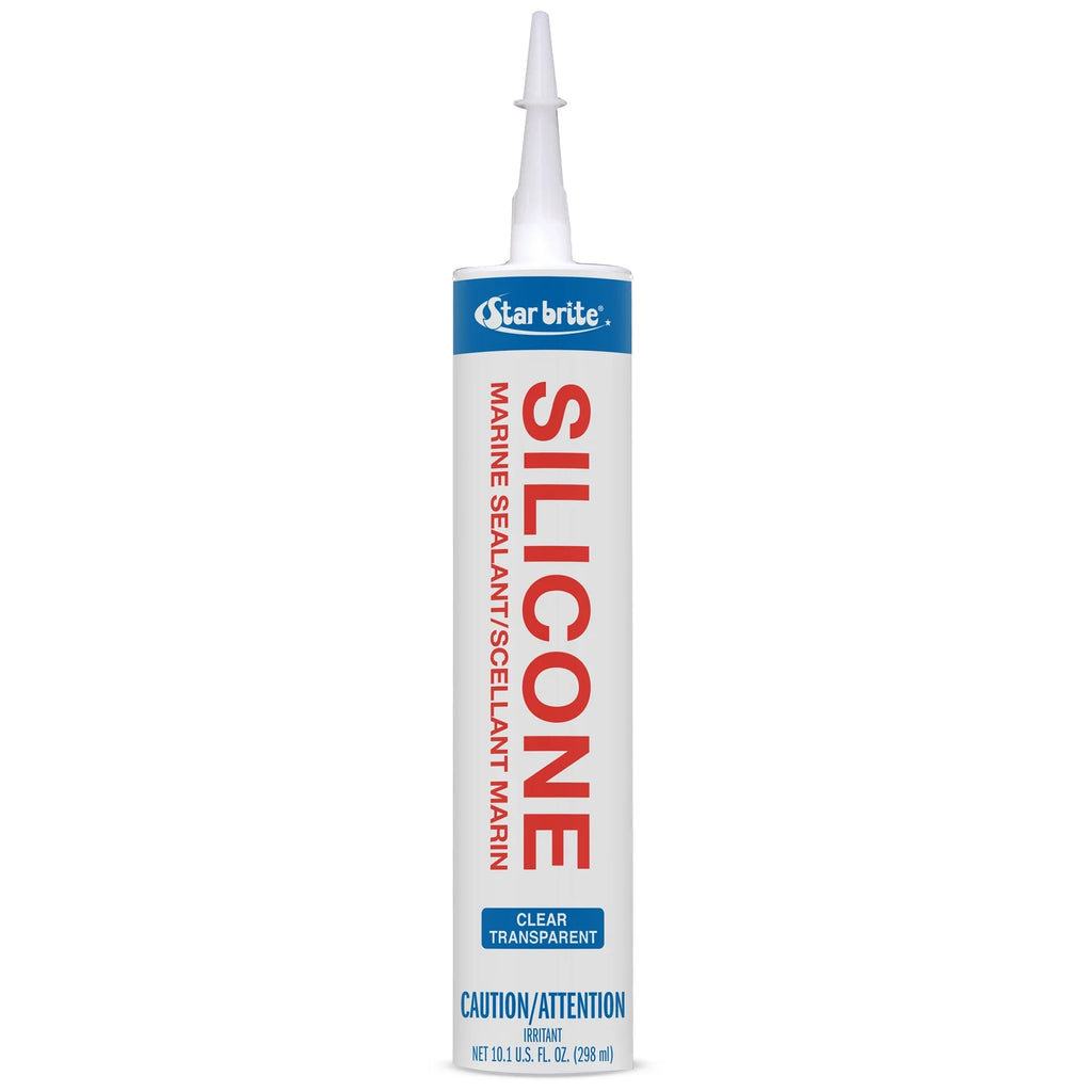 STAR BRITE Marine Silicone Sealant - Clear, 10.1 Oz Cartridge, Waterproof, Strong UV Durable for Fiberglass, Metal, Wood, Glass, Ceramic & More (082122)